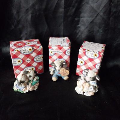 THREE MOO MOOS FIGURINES