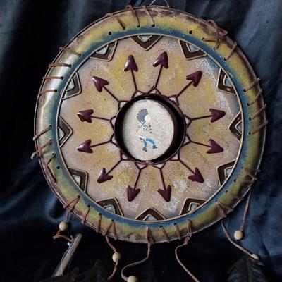 METAL NATIVE AMERICAN WINDCHIME AND COYOTE FIGURINE
