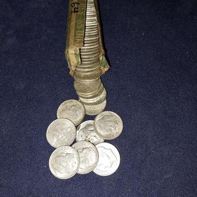 FIVE DOLLAR ROLL OF 1964 SILVER DIMES