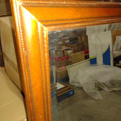 Pair of Large Beveled Glass Wall Mirrors Brown Frame