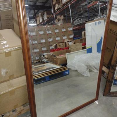 Pair of Large Beveled Glass Wall Mirrors Brown Frame