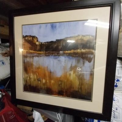 ABSTRACT FRAMED ARTWORK "SALTWATER MARSH"