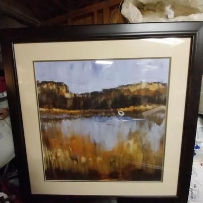 ABSTRACT FRAMED ARTWORK "SALTWATER MARSH"