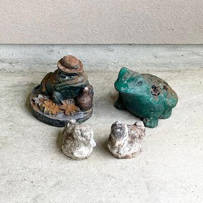 Set (4) ~ Outdoor Cement Garden Small Statues
