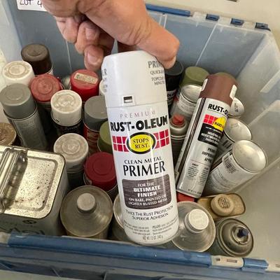 Huge Plastic Bin of Various Spray Paint Cans