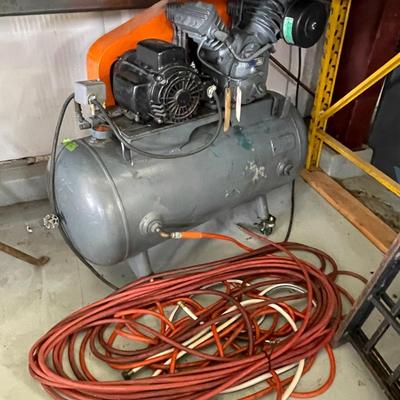 Ingersol Rand 30+ Gal Heavy Duty large Air Compressor & Tons of Air Hose as shown