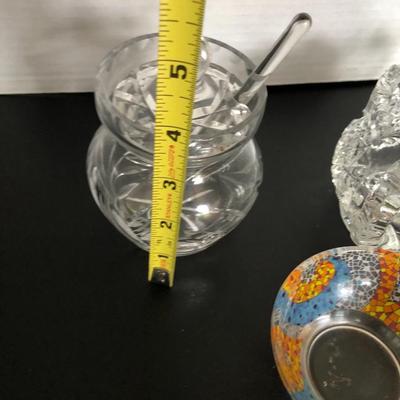 Mosaic Glass Bowl/Sugar Bowls/Spoons -Lot 217