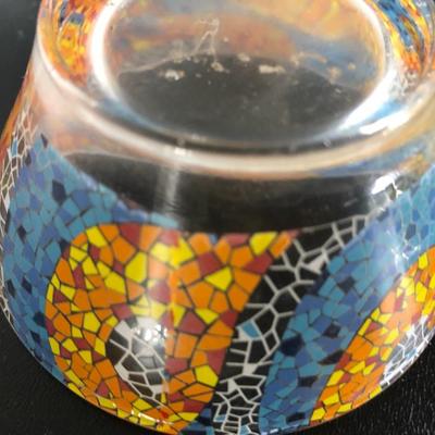 Mosaic Glass Bowl/Sugar Bowls/Spoons -Lot 217