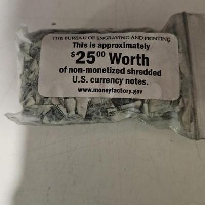 $25 worth of non monetized shredded U.S. currency notes