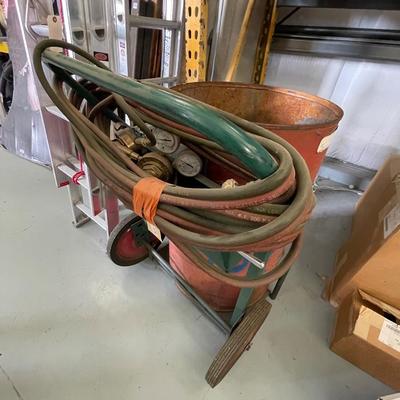 Mobile Welding Cart with Hoses & Gauges