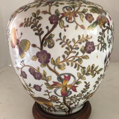 Table Lamp & Shade w/ Wooden Base