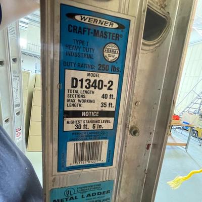 Werner 40 Foot Tall  D1340-2 Metal Extension Ladder - Like 3 Stores Tall - IT"S A BIGGIE