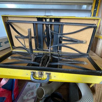 Handy yellow metal folding picnic/outdoor table in box