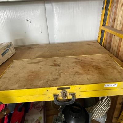 Handy yellow metal folding picnic/outdoor table in box
