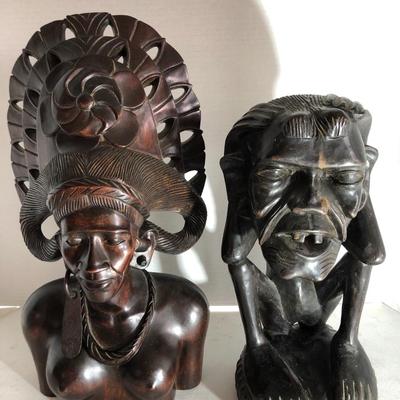 Two Large Wooden Carved Figures (N. Africa) -Lot 219