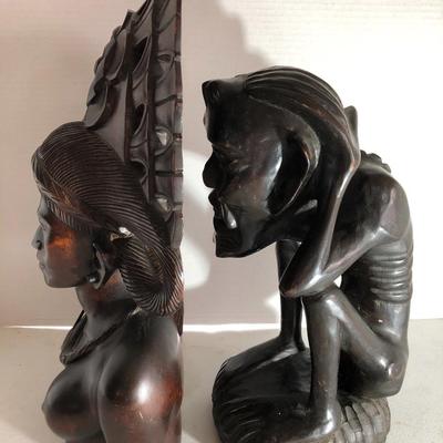 Two Large Wooden Carved Figures (N. Africa) -Lot 219