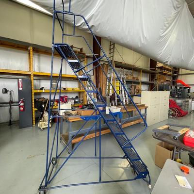 Blue Metal 8' Shop Stairs - Rolling
