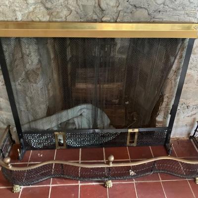 Vintage Fireplace Screen & Hearth Skirt