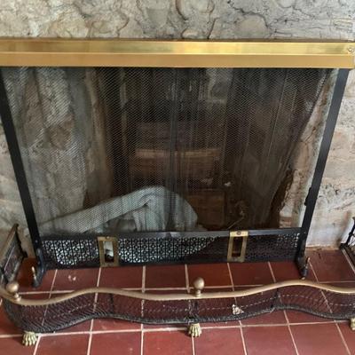 Vintage Fireplace Screen & Hearth Skirt