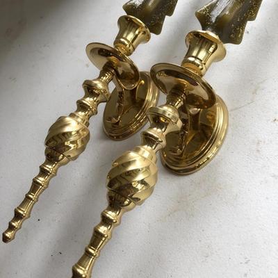 Pair of Brass Wall Mount Candle Holders -Lot 225