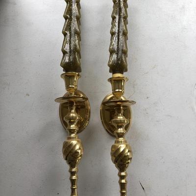 Pair of Brass Wall Mount Candle Holders -Lot 225