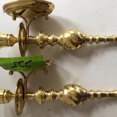 Pair of Brass Wall Mount Candle Holders -Lot 225