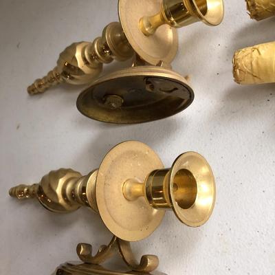 Pair of Brass Wall Mount Candle Holders -Lot 225