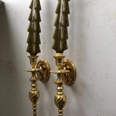 Pair of Brass Wall Mount Candle Holders -Lot 225