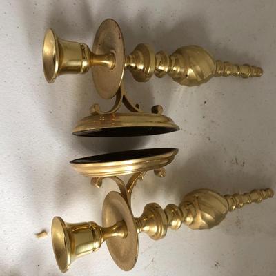 Pair of Brass Wall Mount Candle Holders -Lot 225