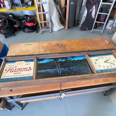Vintage 1960's Hamm's Electric Beer Advertising Sign/Clock - 66"l x 19"w x 5.5"d - LIGHT & CLOCK WORKS - RARE!!