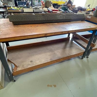 Metal & Wood Rolling Shop Table - 6' l x 3'd x 37"t