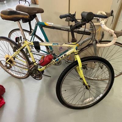2 Bikes - 1 green 10 Speed Bike & 1 Diamond Back yellow Mountain Bike