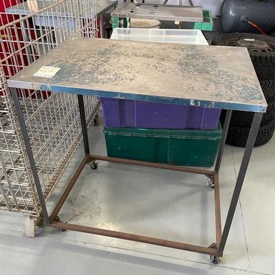 Rolling Metal Shop Table - 29"l x 25"d x 35"t