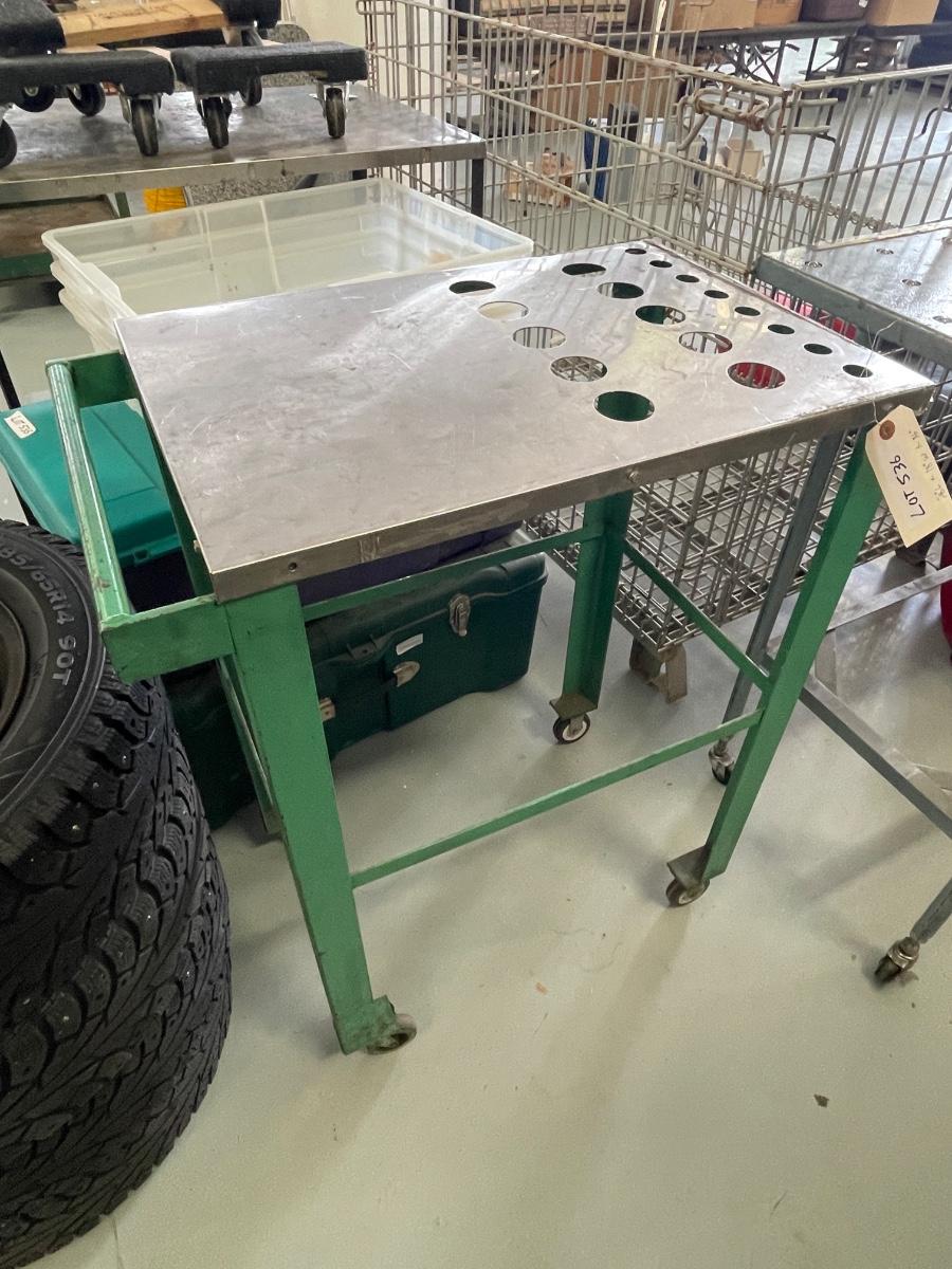 Rolling Metal Shop Table / Cart 28"l x 18"w x 36"t