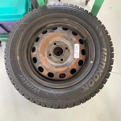 Set of 4 Hankook Studded Snow Tires with Rims - 185/65R14 90T - MAKE SOME TIRE SWINGS OR WHATEVER