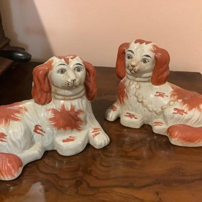Two Ceramic dogs 8"L 6"H
