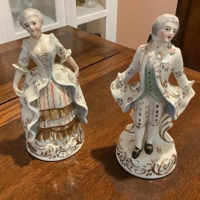Charleston figurines, hand decorated in Charleston, pre-1942, 9"