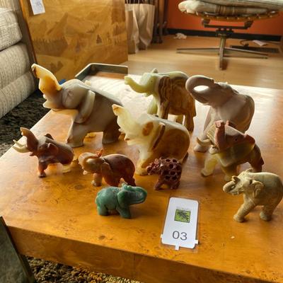Group of elephants figurines
