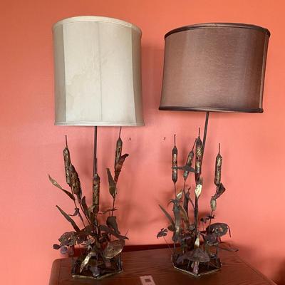 Metal Cattail lamps with shades