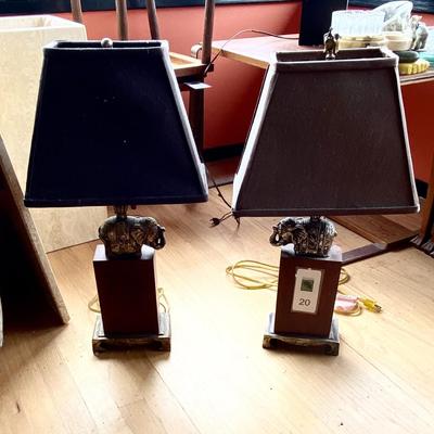 Pair of Metal Elephant Lamps with shades