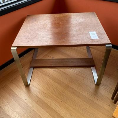 MCM wood and metal side table