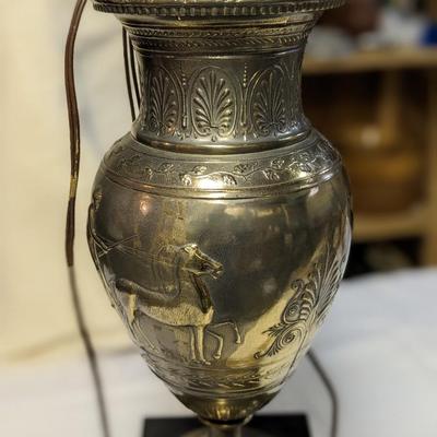 Very Nice Vintage Brass Marble Lamp