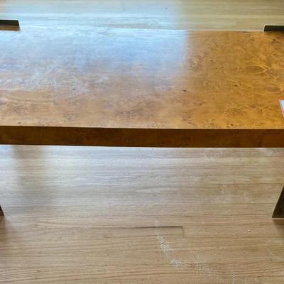 Burled Wood and metal coffee table