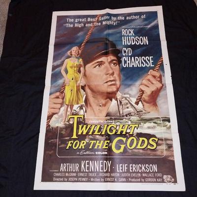 VINTAGE ROCK HUDSON MOVIE POSTER "TWILIGHT FOR THE GODS"
