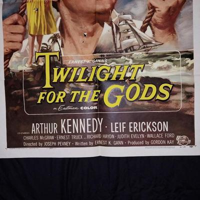 VINTAGE ROCK HUDSON MOVIE POSTER "TWILIGHT FOR THE GODS"