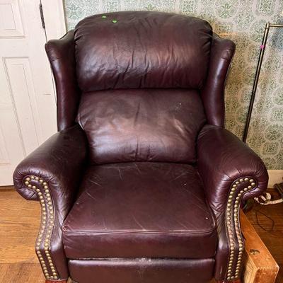 Classic Leather Armchair w/ Nail-head Trim $60 (seat sinks a bit when sat in)