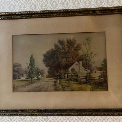 Edwin Lamasure (listed artist) Watercolor Framed in 1930 $150
