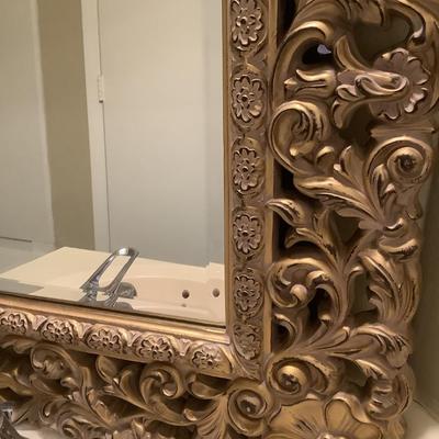 Gold framed beveled mirror 38