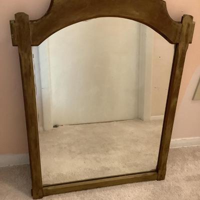 Wood frame mirror, previously hung either way up 32"H 22"W