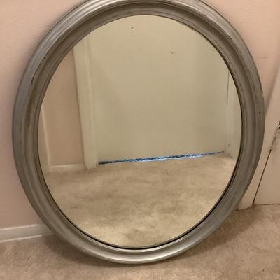 Oval brushed grey mirror 32